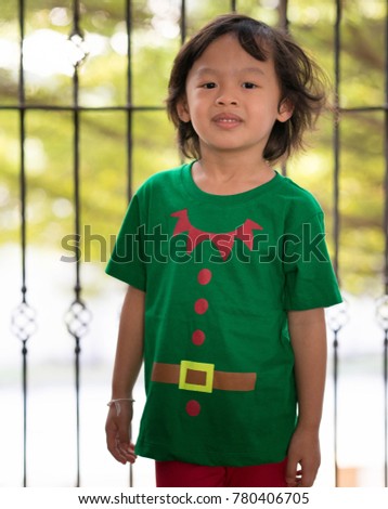 elf boy help santaclaus in christmas send presents