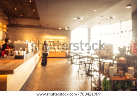 Abstract blur and defocused breakfast buffet at hotel restaurant interior for background - Vintage Filter
