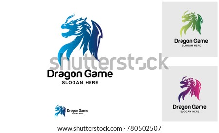 Dragon logo design template, Vector illustration, Game Logo