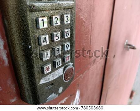 Door access control panel to lock and unlock door. Security system concept.