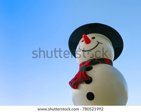 Snowman Smile on Sky Background