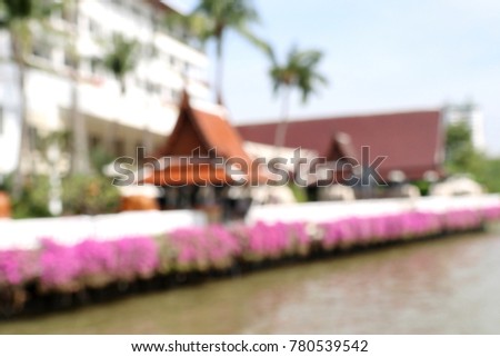 Blurred  thai house by the river