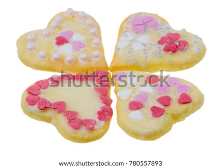 Closeup of isolated sweet Christmas Cookies in heart shape