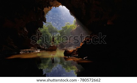woman yoga in the cave