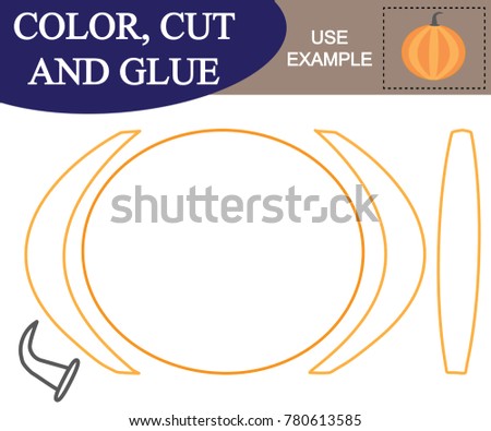 Create the image of pumpkin. Worksheet. Color, cut and glue. Game for children. 