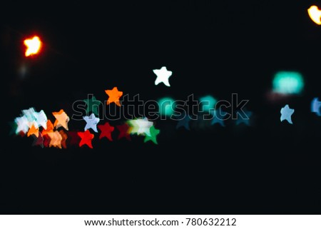 Colorful circles of bokeh light abstract background ,Christmas and New Year seasonal. Celebration background.