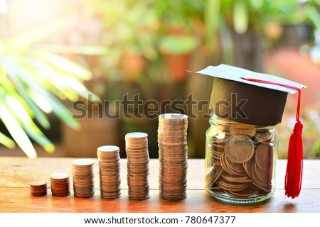 coins saving money increase investment to student loan for concept fund finance scholarship and education Royalty-Free Stock Photo #780647377