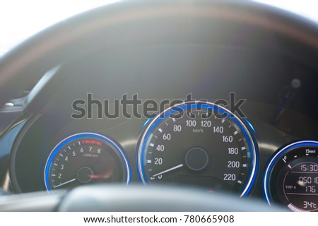 Mileage in car.  Royalty-Free Stock Photo #780665908