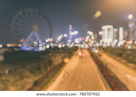 Blurred Bokeh Lights City Downtown, Abstract Background