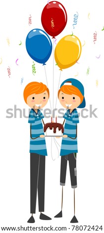 Illustration of Twins Celebrating Their Birthday