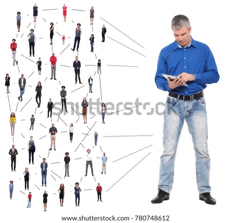 Group of people connecting each other