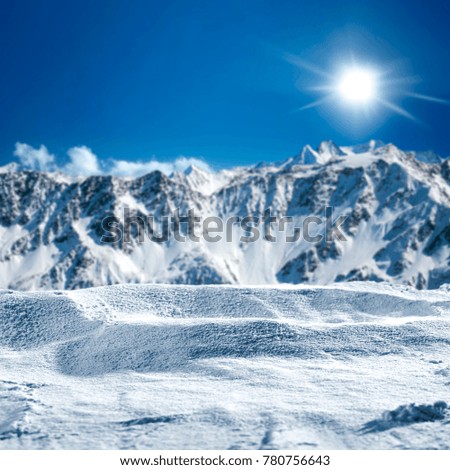 Winter skier and montains landscape 