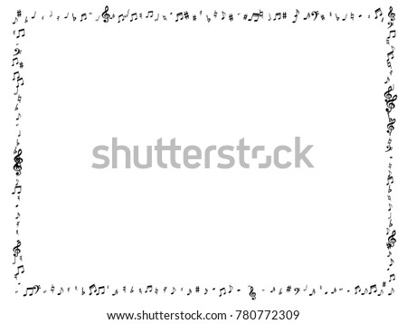 Black flying musical notes isolated on white background. Grayscale musical notation symphony signs, notes for sound and tune music. Vector symbols for melody recording, prints and back layers.