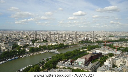 A beautiful cityscape from the top of the Eiffel Tower of the most romantic city in the world, Paris.