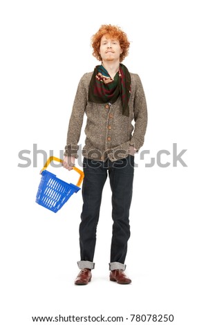 bright picture of handsome man with shopping cart