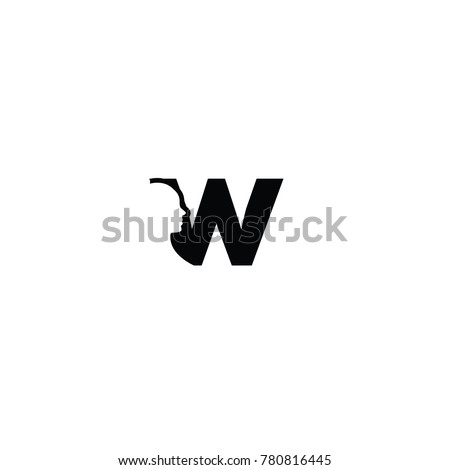 head w font logo flat vector template