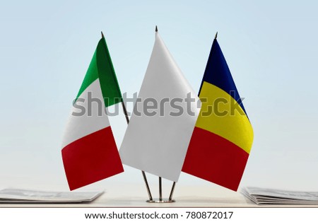Flags of Italy and Chad with a white flag in the middle