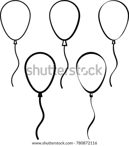 Balloon Design Collection, Helium Filled Balloon Raster Art Illustration