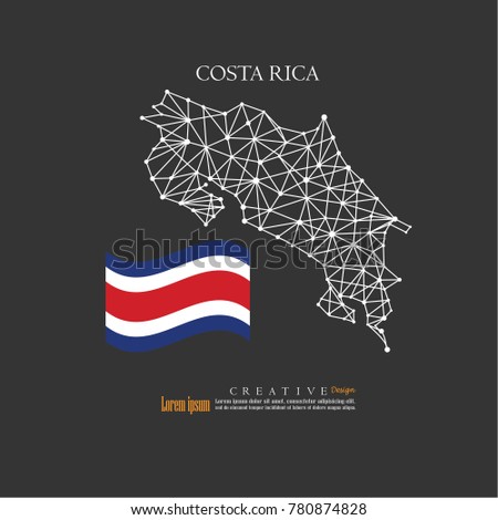 outline map of  Costa Rica  with nation flag.vector illustration.