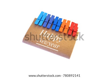 Colorful cloth clamp in concept of Happy new year