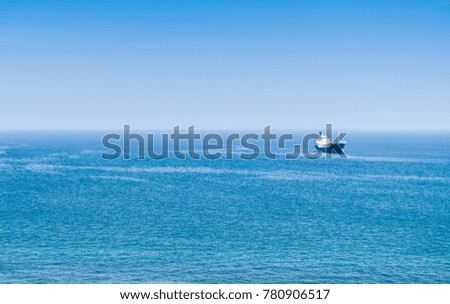 Boat on sea with blue sky in nature background,landscape.