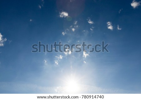 blue sky and small clouds, illuminated and translucent by the sunlight