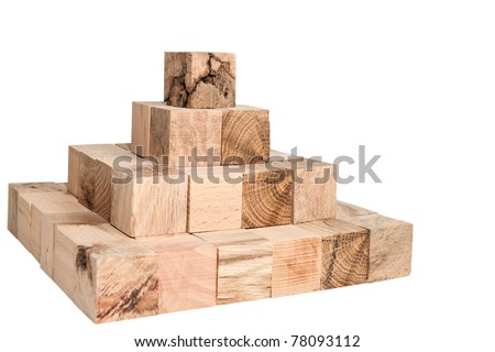 pyramid shape assembled from wooden blocks