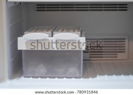 The ice tray in the freezer Frost fridge