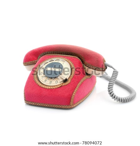 pink phone with dial plate (isolated)