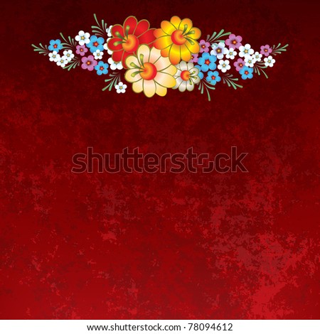 abstract grunge background with flowers on a red Royalty-Free Stock Photo #78094612