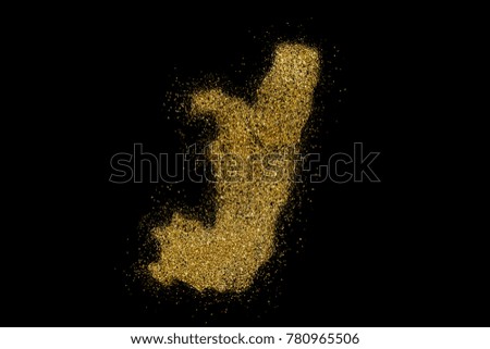Republic of the shaped from golden glitter on a black background (series)