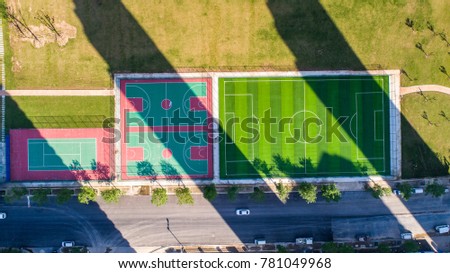 Football and basketball fields from above.