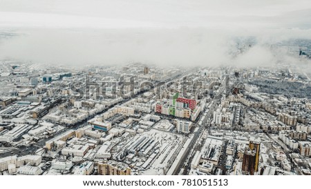 aerial view of winter city