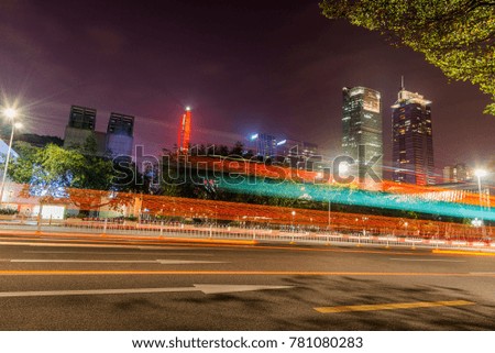 Shenzhen, China road car light trails