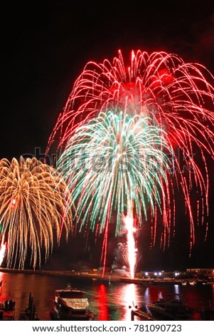 
The view of colorful fireworks festival from Atami port in  Izu, Shizuoka.
