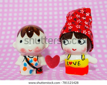 Dolls love each other in Valentines Day.