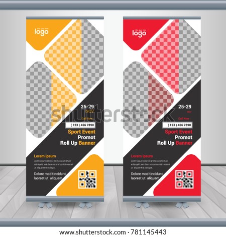 roll up business brochure flyer banner design vertical template vector, cover presentation abstract geometric background, modern publication x-banner and flag-banner, layout in rectangle size.