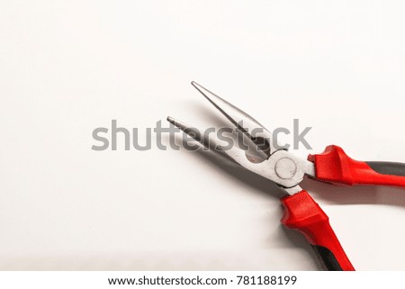 Top view of Working tool. space for text. Instrument for hand work, fixing and for house renovation.  background with copy space. top view. tools texture. tools background