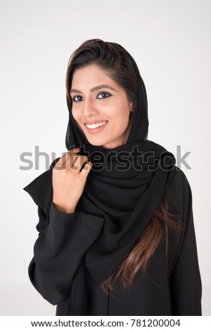 beautiful arab girl on white background