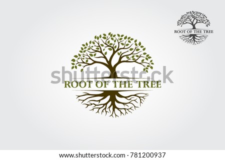 Root Of The Tree logo illustration. Vector silhouette of a tree. Royalty-Free Stock Photo #781200937
