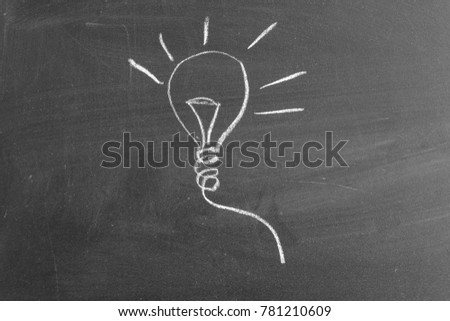 Light bulb drawing on blackboard