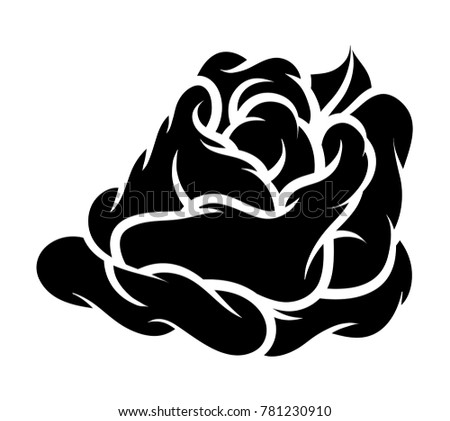 Flower rose, black and white. Isolated on white background. Vector illustration.