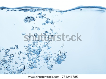 Water splash with bubbles air, water wave
