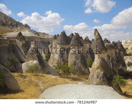 Cappadocia landscape, sandstone rocks in Turkey  -