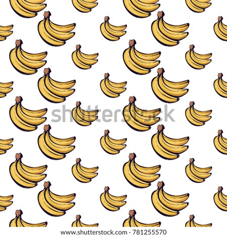 Summer beach vector seamless pattern with banana bundle. Bright endless background with summertime holidays symbols. Hand draw illustration.