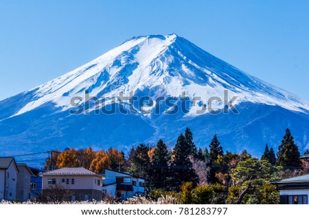 Pictures of Fuji Volcano in Spring Another beautiful view of City Kawaguchiko, Japan.