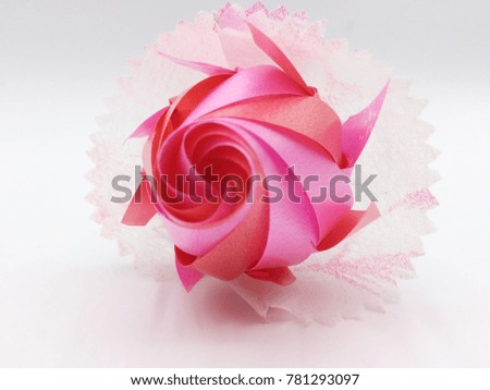  beauty of artificial flower from the ribbon.