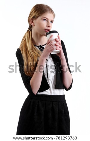 timeout with coffee break,teenage girl