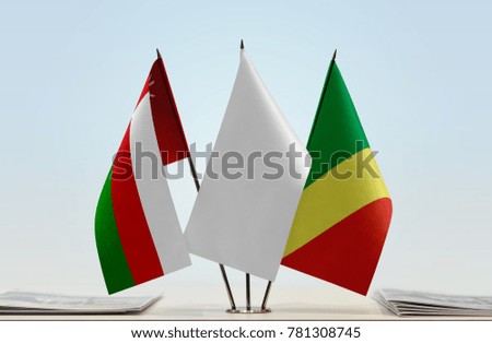 Flags of Oman and Republic of the Congo with a white flag in the middle