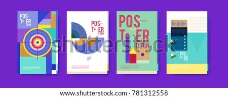 Colorful geometric poster and cover design. Minimal geometric pattern gradients backgrounds. Eps10 vector.